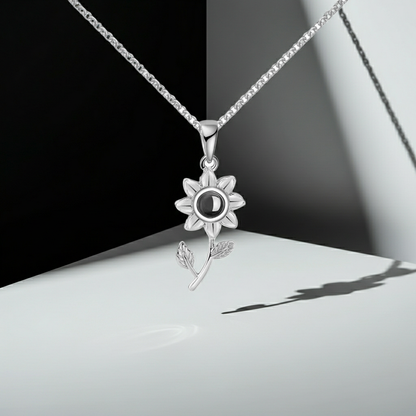 PX07 - Custom Sunflower Projection Necklace – Hidden Photo Inside (Multiple Color Options)