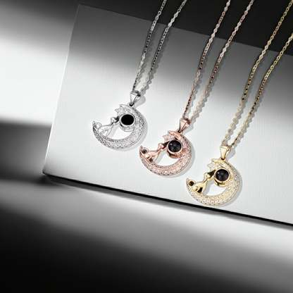 PXS104 - “Reach for the Stars” Moon & Dog Photo Projection Necklace