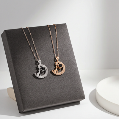 PXS104 - “Reach for the Stars” Moon & Dog Photo Projection Necklace