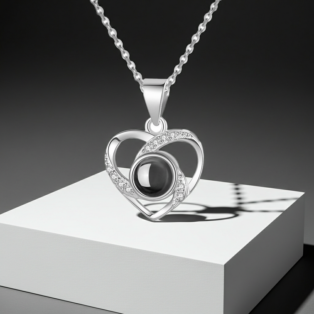 PX02 - Personalized Photo Projection Heart Necklace – Rose Gold, Silver, and Gold Colour