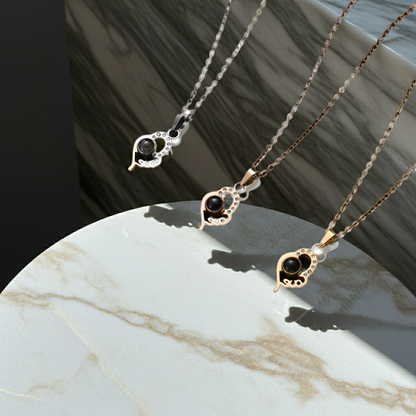 PX03 - Custom Photo Projection Teardrop Heart Necklace – Rose Gold, Silver, or Gold Colour