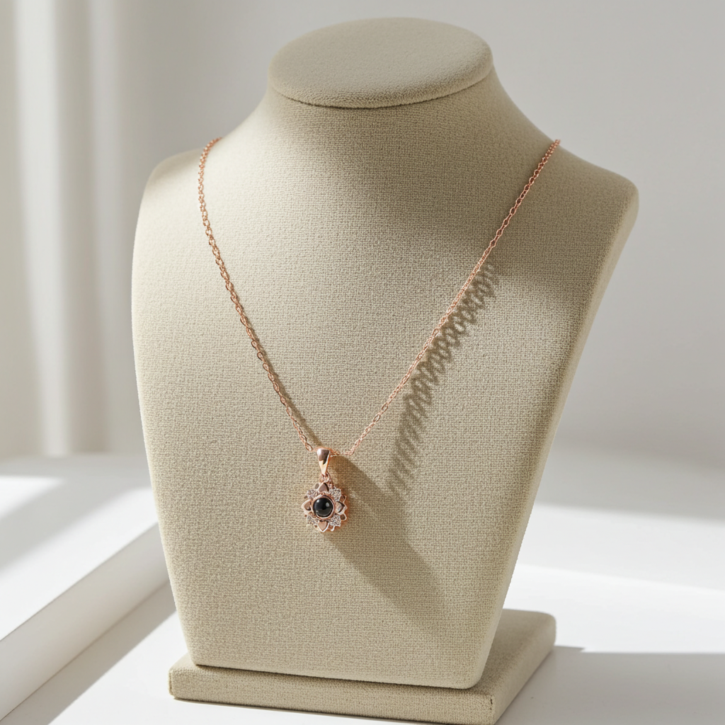 PXS111 - Personalized Heart Bloom Photo Projection Necklace