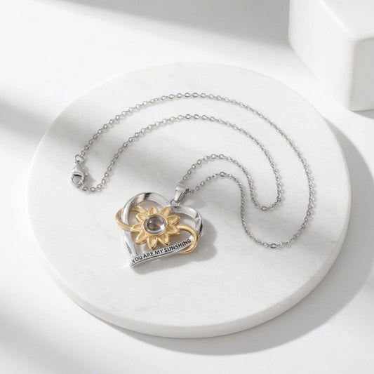 CC13 Heart & Sunflower S925 Silver Necklace