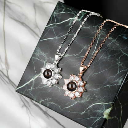 PXS109 - Echoya Sunflower Photo Projection Necklace