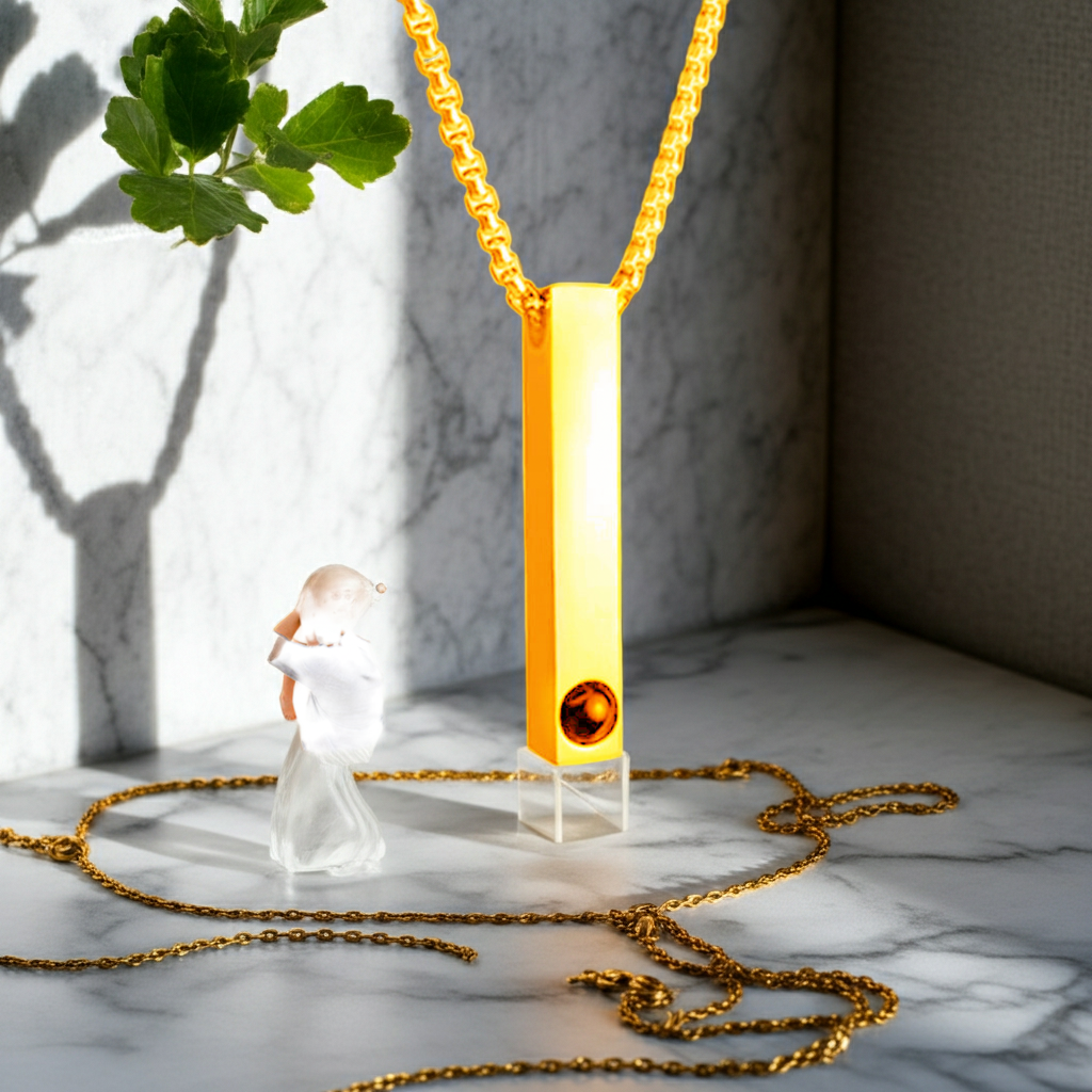 PX94 - Custom Engraved Photo Projection Bar Necklace / Keychain