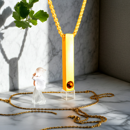 PX94 - Custom Engraved Photo Projection Bar Necklace / Keychain