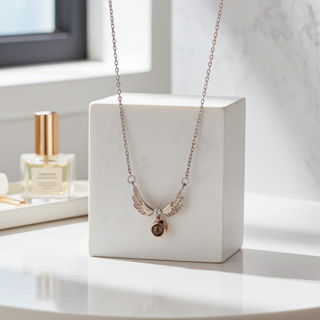 PX15 - Angel Wings Hidden Photo Necklace – Personalized Keepsake of Love