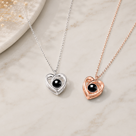 Personalised Double Heart Romantic Projection Necklace