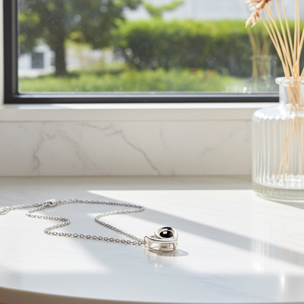 PX28 - Double Heart Custom Photo Projection Necklace