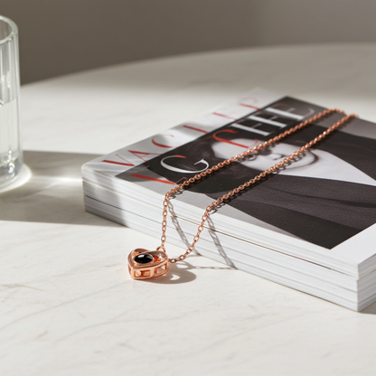 PX28 - Double Heart Custom Photo Projection Necklace