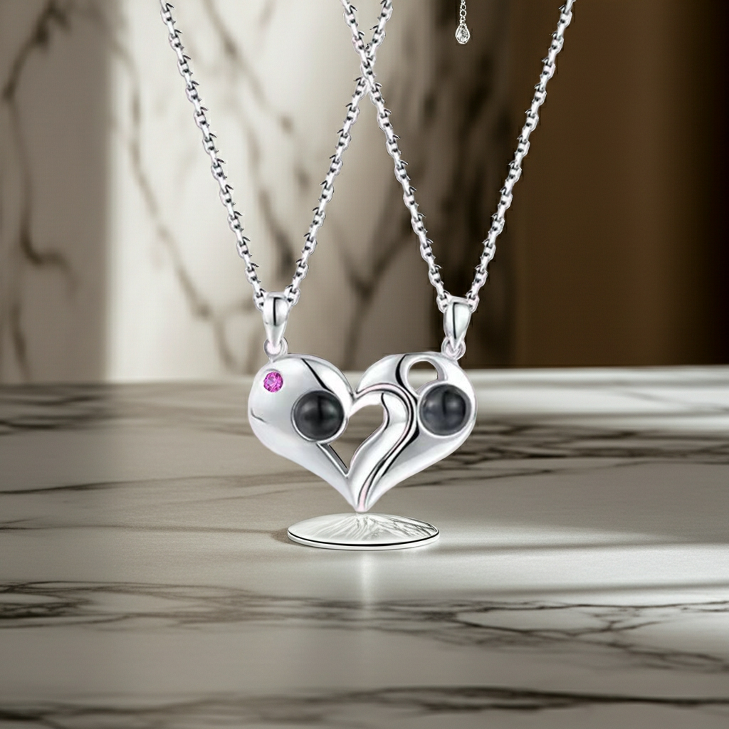 PX17 - Yin-Yang Heart (Set) Couple Projection Necklace – Hidden Photo Keepsake