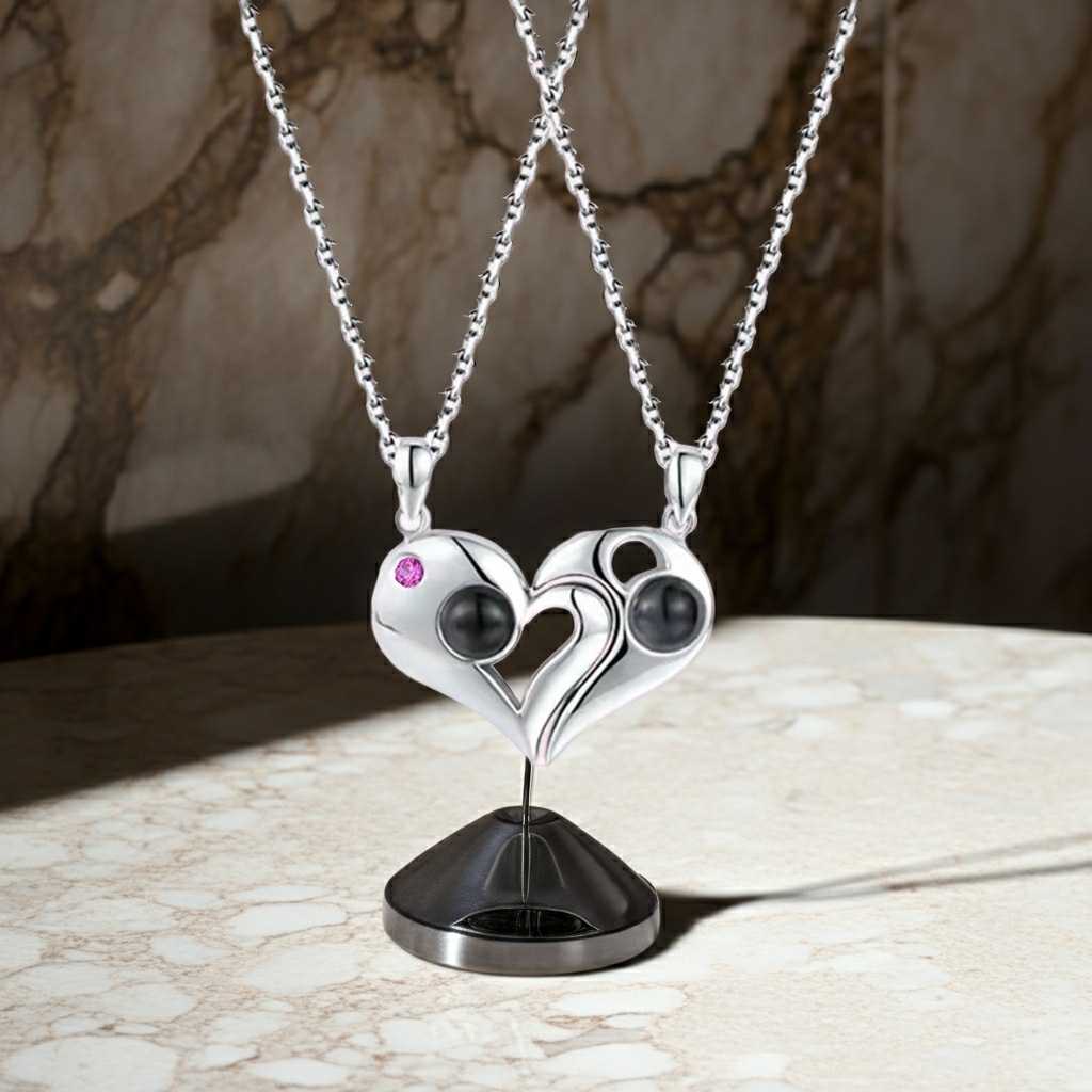 PX17 - Yin-Yang Heart (Set) Couple Projection Necklace – Hidden Photo Keepsake
