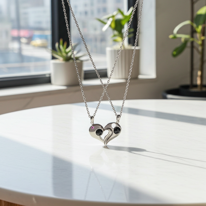 PX17 - Yin-Yang Heart (Set) Couple Projection Necklace – Hidden Photo Keepsake