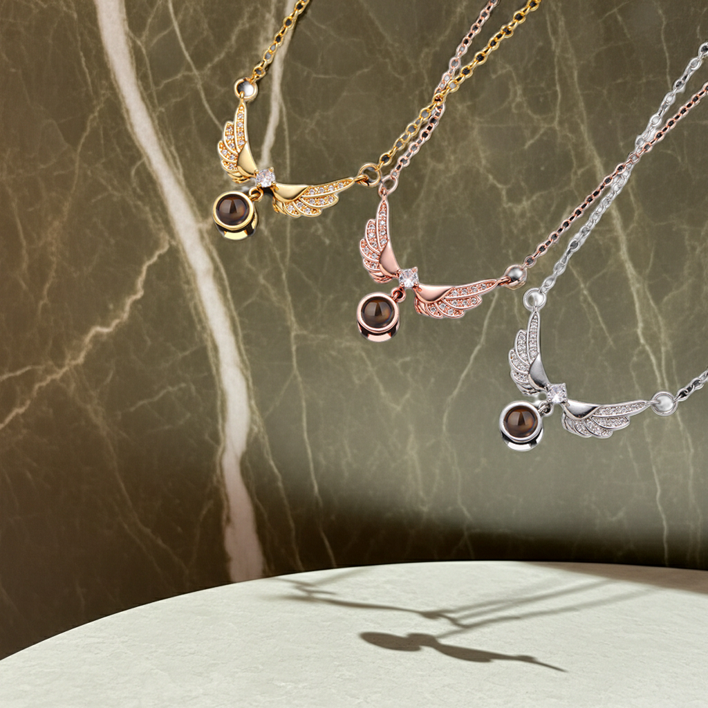 PX15 - Angel Wings Hidden Photo Necklace – Personalized Keepsake of Love
