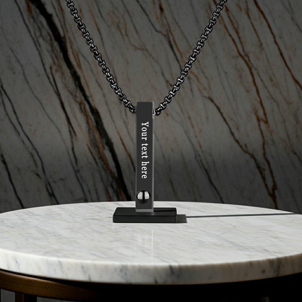 PX94 - Custom Engraved Photo Projection Bar Necklace / Keychain