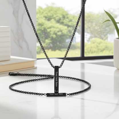 PX94 - Custom Engraved Photo Projection Bar Necklace / Keychain