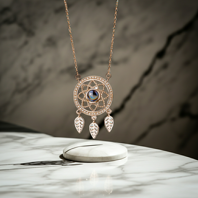 PX23 - Dreamcatcher Hidden Photo Projection Necklace – Silver / Rose Gold