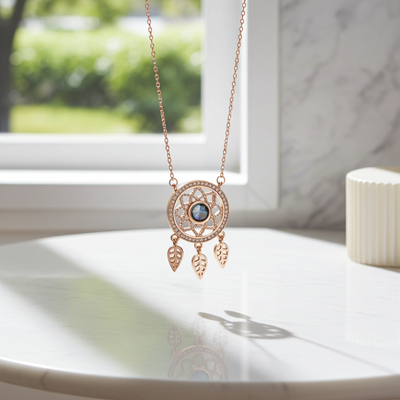 PX23 - Dreamcatcher Hidden Photo Projection Necklace – Silver / Rose Gold