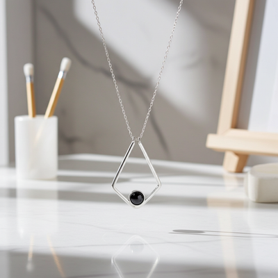 PX70 - Geometric Promise Photo Projection Necklace