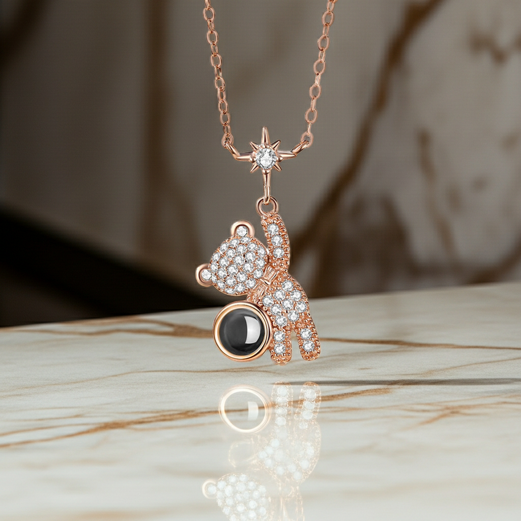 PX57 - Teddy Bear Photo Projection Necklace