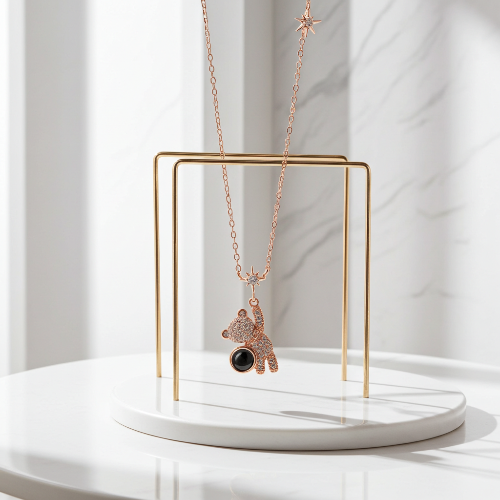 PX57 - Teddy Bear Photo Projection Necklace